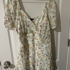 As U Wish Floral Print Mini Dress - White and Multicolor